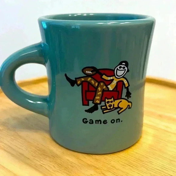 LIFE IS GOOD "Game On." Mug Light Green‎ Heavy Thick Coffee Tea Mug by Good Home - Picture 1 of 4